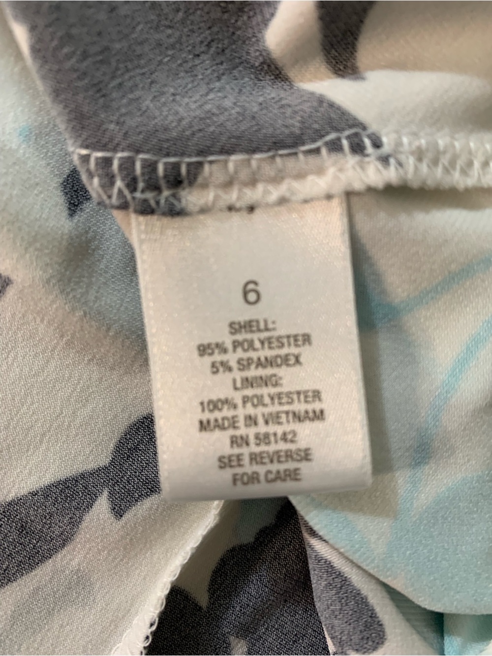 Sleeveless Floral A-Line Dress in White, Black & Light Blue a2/41 - Picture 7 of 7